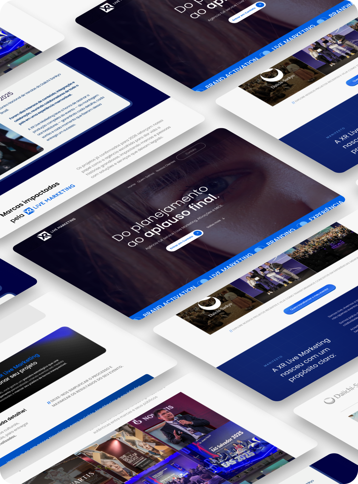 Site do projeto XR Live Marketing no celular