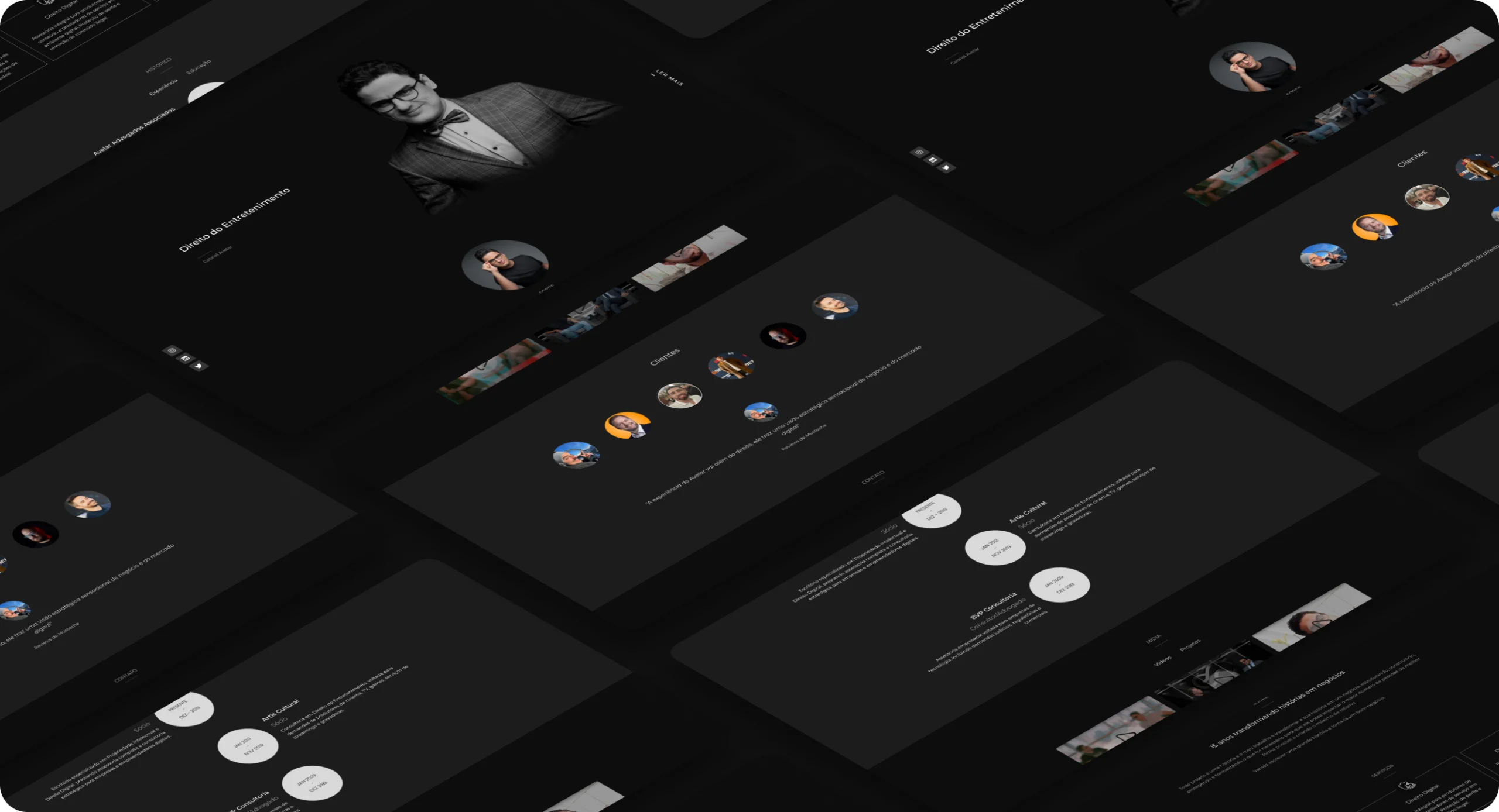 Telas do site do projeto Gabriel Avelar