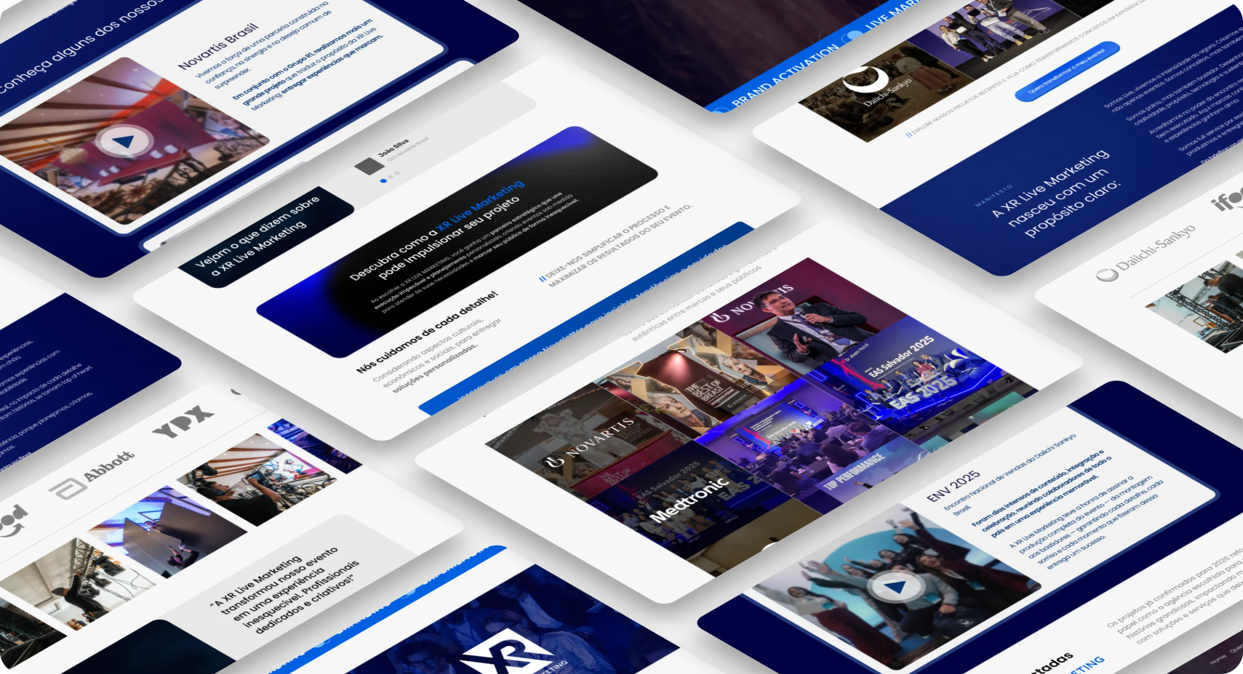 Telas do site do projeto XR Live Marketing